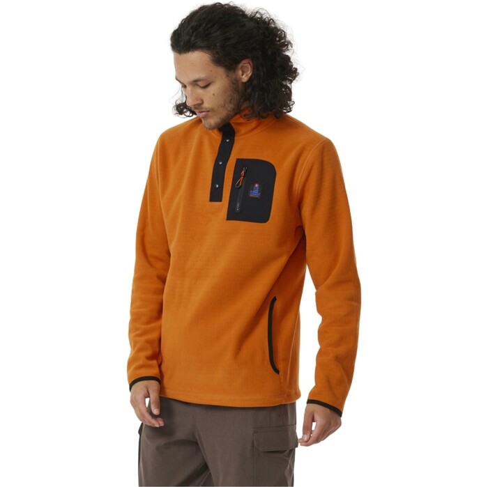 2024 Rip Curl Hombres Bsqueda Polar Fleece Crew 05QMFL - Orange Amber